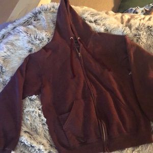 Maroon zip-up hoodie size M